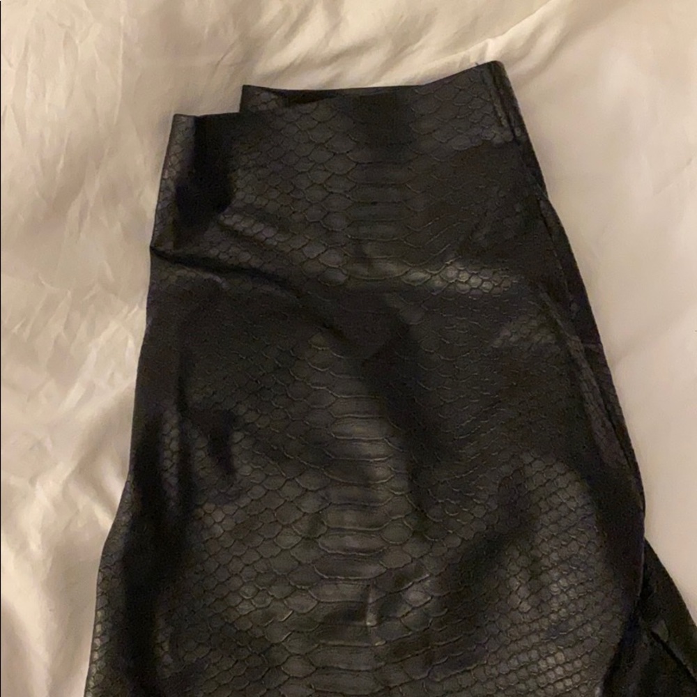 Black snakeskin leggings